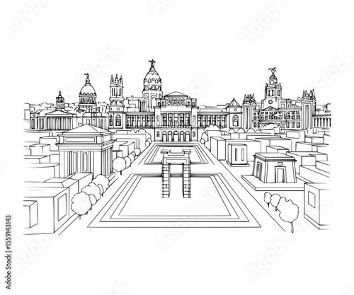 Line Art of Calle de Preciados, Madrid