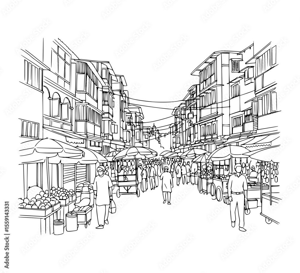 Fototapeta premium Line Art of Colaba Causeway, Mumbai