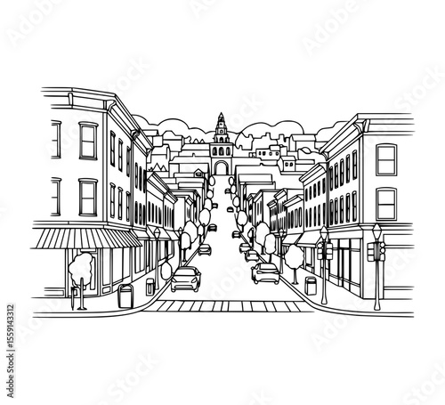Line Art of Church Street Marketplace, Burlington