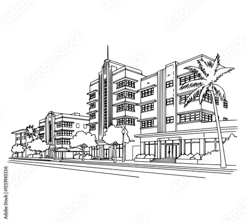 Line Art of Collins Avenue, Miami Beach