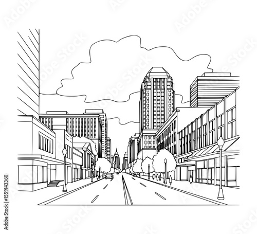 Line Art of Congress Avenue, Austin
