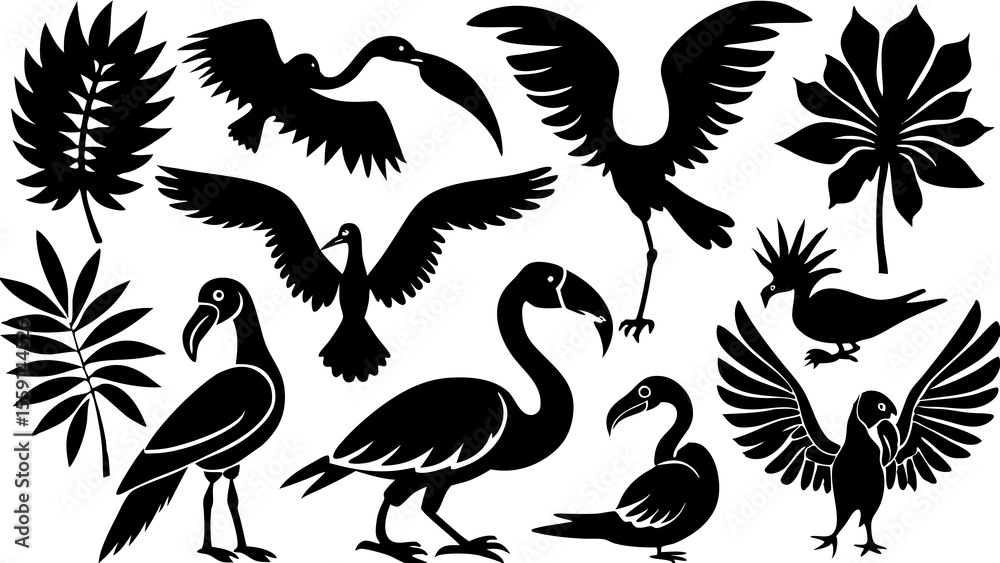 Naklejka premium Vector Silhouette Animal Sets.