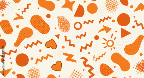 Abstract Orange Geometric Pattern Seamless Texture Background
