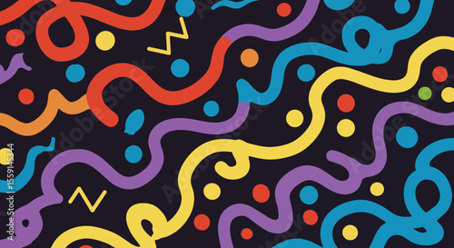 Abstract Colorful Swirls and Dots Background Pattern