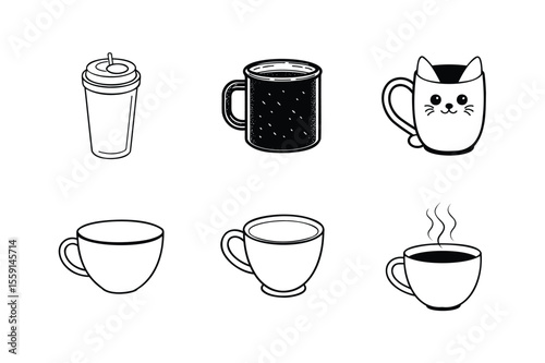 black and white cup icons