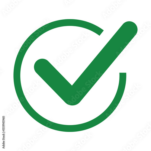Green check mark icon. approval tick sign. vector illustration on transparent background.