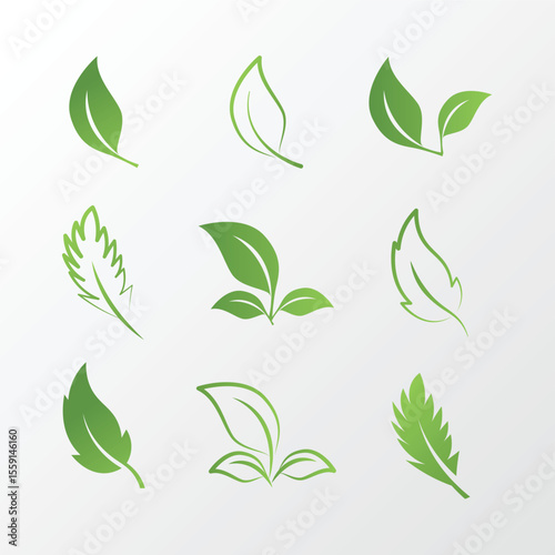 Green leaves Eco Leaf Icons Collection | Organic, Healthy, Green Symbol Set