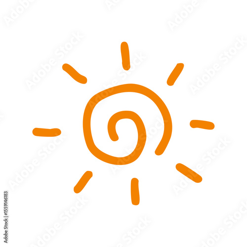 手書き　太陽　オレンジ　イラスト　アイコン