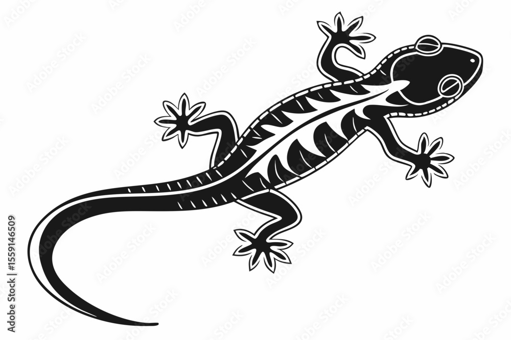 Naklejka premium salamander sihouette black vector