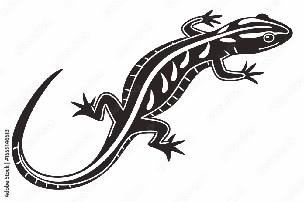 Naklejka premium sylwetka salamandry czarna wektor