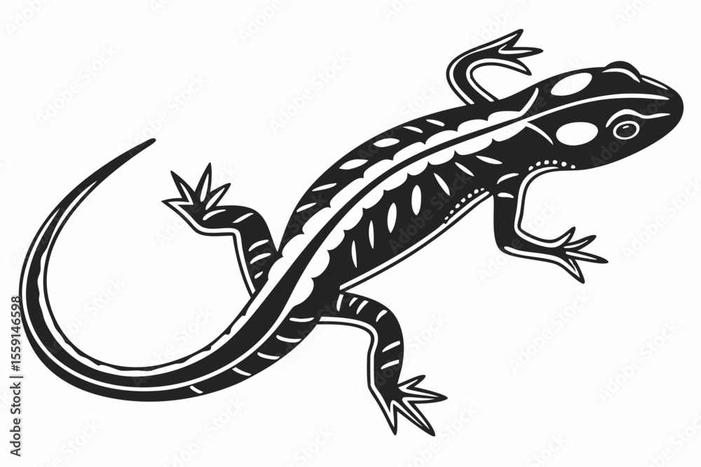 Naklejka premium salamander sihouette black vector