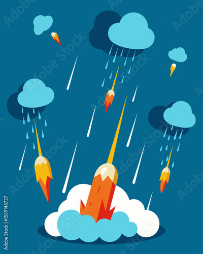 The insults fell like missiles from the clouds leaving scars that would take years for them to heal.. Vector illustration