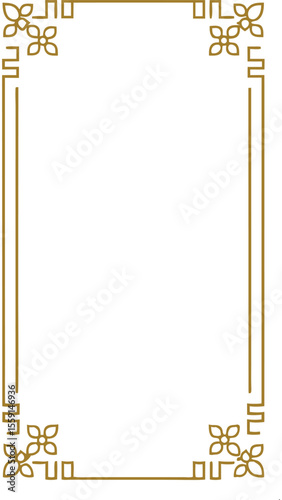 Elegant Golden Frame: A sophisticated golden frame adorned with delicate floral accents, perfect for adding a touch of timeless elegance and style to any design.