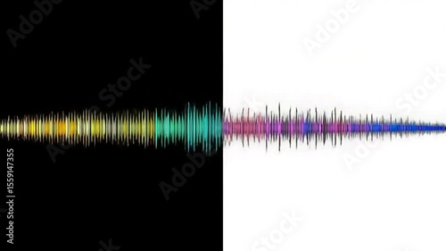 Visual Representation of Sound Wave in Different Color Tones Across a White and Black Background