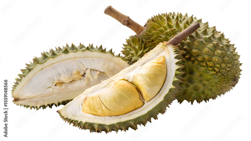 Fototapeta premium Durian rare specialty isolated on white background PNG. AI GENERATED