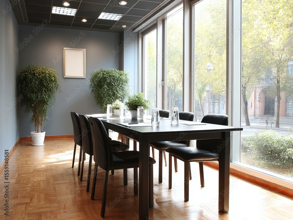 Fototapeta premium Modern Conference Room with Large Windows