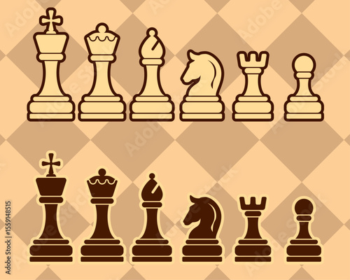 Chess pieces vector set 04