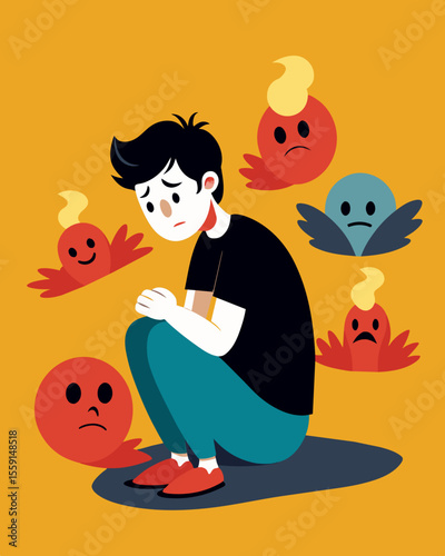 It was as if a curse had been p upon them causing anyone who interacted with them to feel down and pessimistic.. Vector illustration