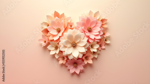 Layered paper blooms cascade in a gentle panorama. Softly lit, romantic, and abstract floral art.