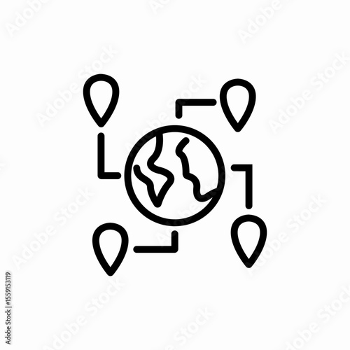 location pin world globe icon vector sign