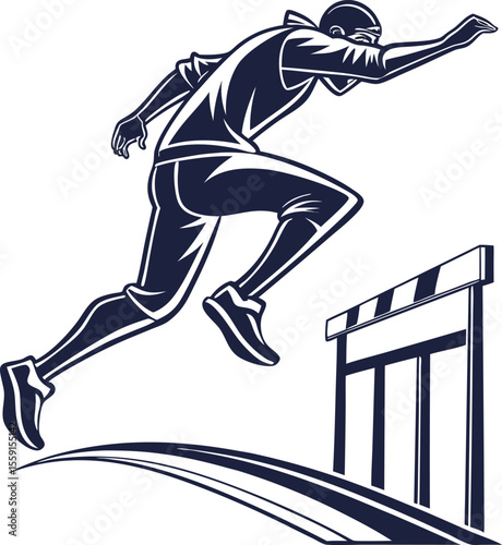 Dynamic parkour athlete leaping with energy rendered in a sleek modern logo design with vibrant color accents and bold typography