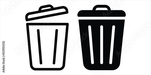 trash icon set vector silhouette on white backgorund.