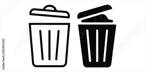 trash icon set vector silhouette on white backgorund.
