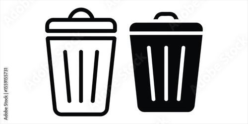 trash icon set vector silhouette on white backgorund.