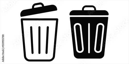 trash icon set vector silhouette on white backgorund.
