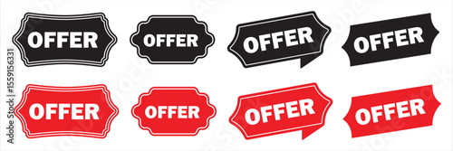 offer icon set vector silhouette on white background.