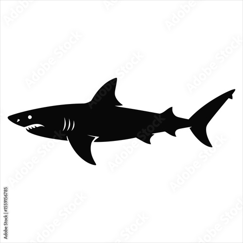 shark icon  vector silhouette on white background.
