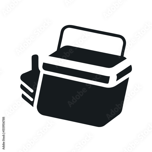 Silhouette beach cooler flat icon insulated box