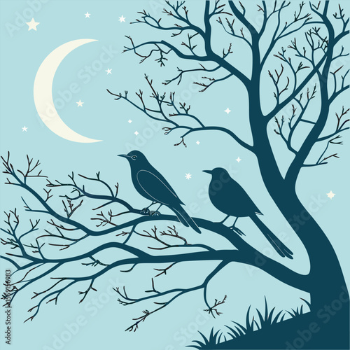 Birds on a branch free vector online download.