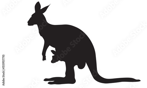 Cute kangaroo silhouette, vector illustration design on a white background. Ideal for animal and wildlife-themed graphics.