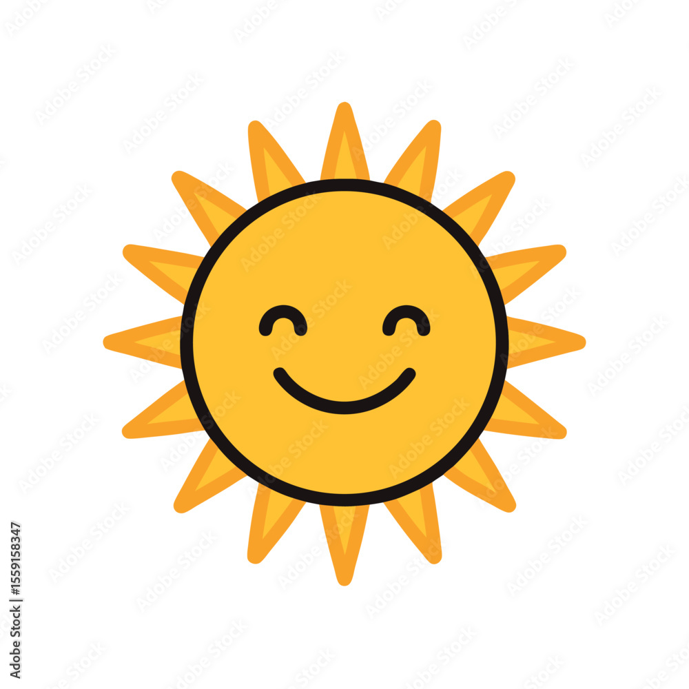 Silhouette smiling sun icon with cheerful rays Silhouette smiling sun icon with cheerful rays