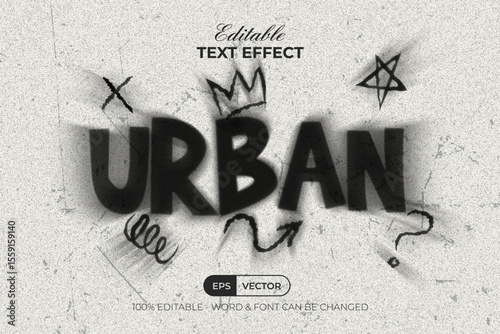 Urban Spray Editable Text Effect Blurry Burst Style.
