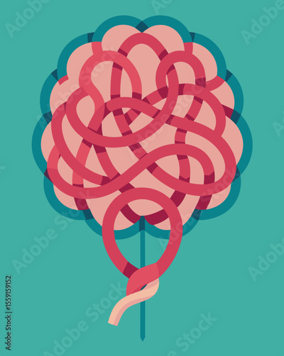 Like a knot in a thread the brains neural pathways are intricately bound and intertwined.. Vector illustration