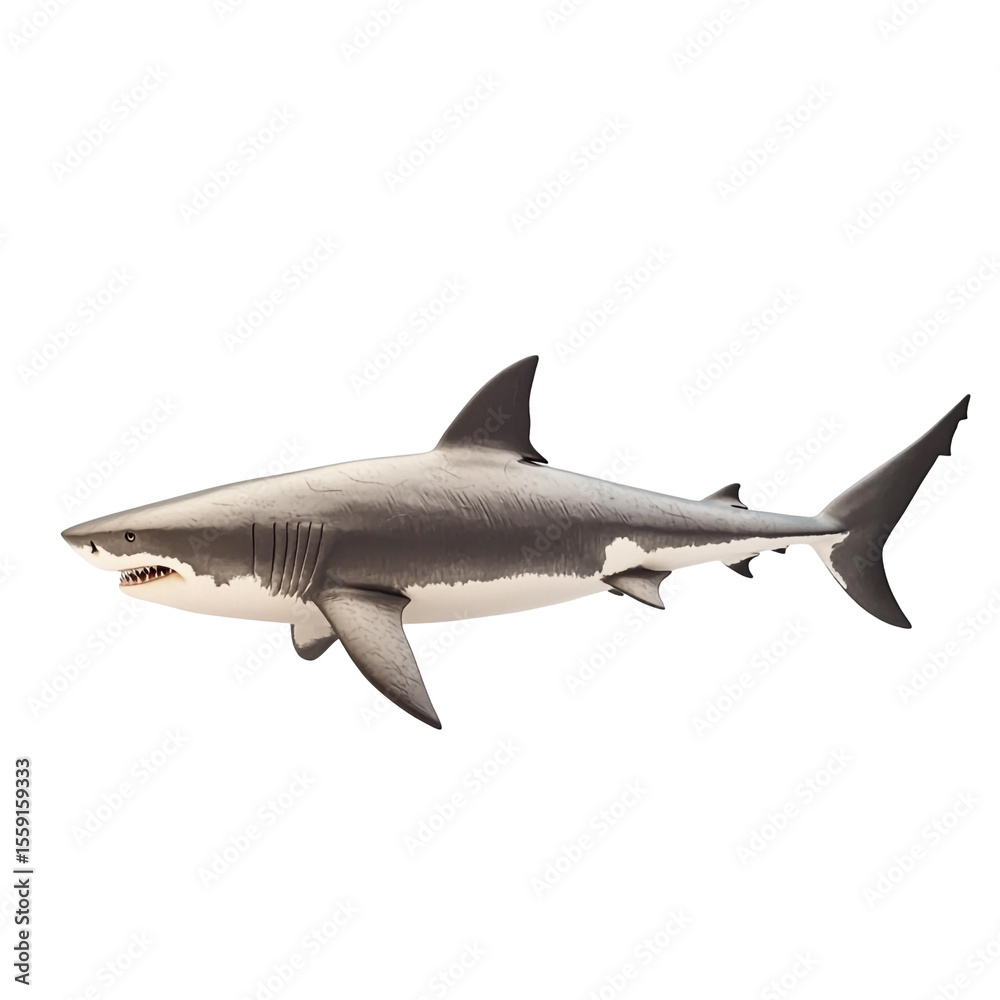 Fototapeta premium Great white shark swimming in the ocean a powerful predator of the sea