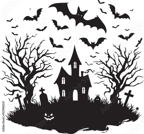 Halloween Haunted House Svg