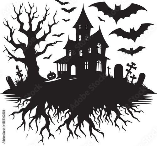Halloween Haunted House Svg