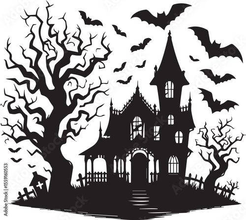 Halloween Haunted House Svg