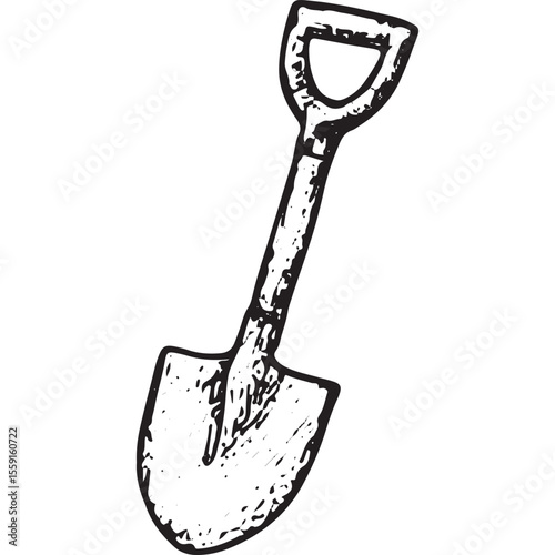 Sketch of a shovel tool, ideal for construction and digging designs