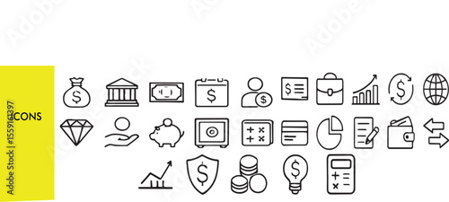 Money & Finance Icon Set – Payment, Banking & Business Symbols