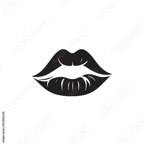Lip silhouette icon vector