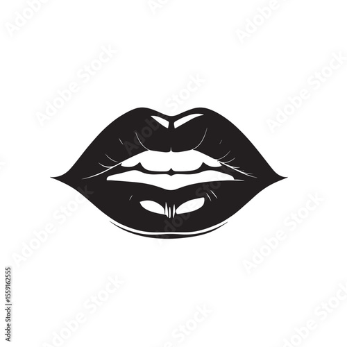 Lip silhouette icon vector