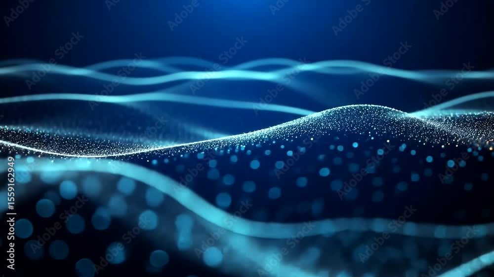 Elegant blue particle wave background animation perfect for technology and data visualization