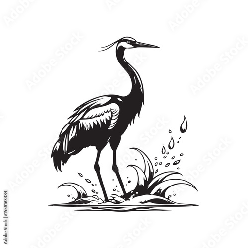 Exotic crane or heron bird 