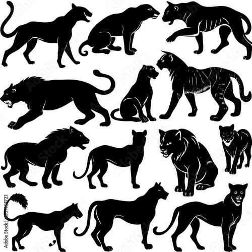 Vector Silhouette Animal Sets – Minimal Black Silhouettes on White Background