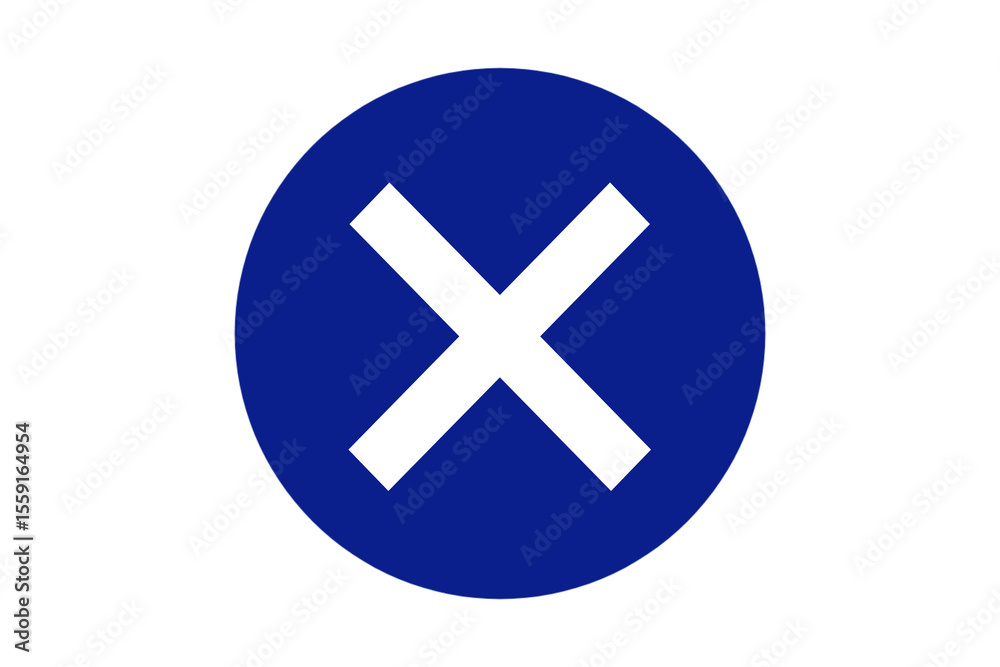 Fototapeta premium Blue and white Cancel Icon PNG