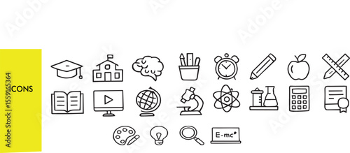 Education Icon Set – E-Learning, Study & Online Course Symbols